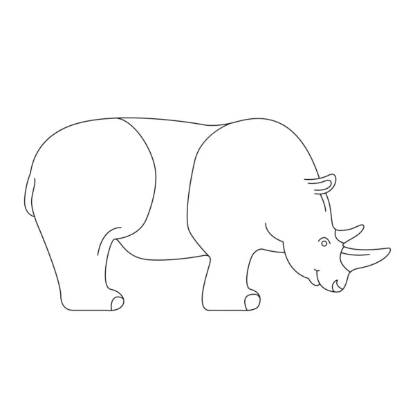 Dessin animé rhino, illustration vectorielle, coloriage — Image vectorielle