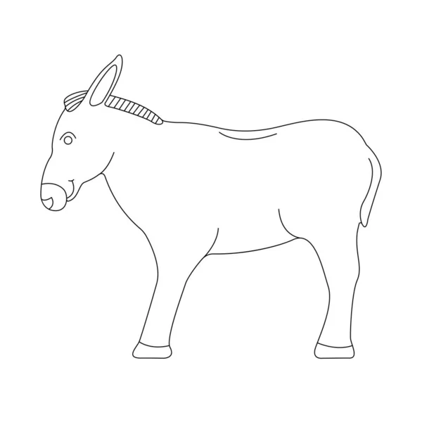 Desenho animado burro, ilustração vetorial, coloração — Vetor de Stock