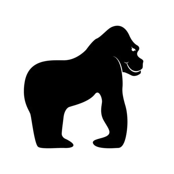 Gorilla siluett svart.vektor illustration, profil — Stock vektor