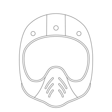 Motosiklet kaskı, vektör çizimi, çizim, ön görüş