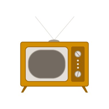 Klasik televizyon, vektör illüstrasyonu, düz stil, ön görünüm retro
