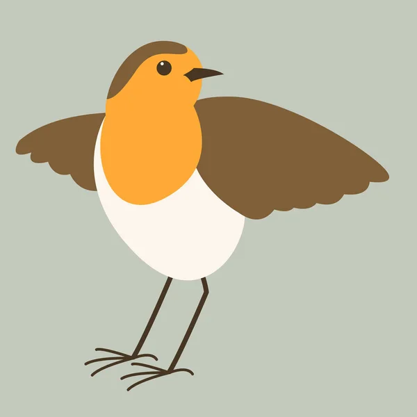 Uccello Pettirosso Illustrazione Vettoriale Stile Piatto Vista Frontale — Vettoriale Stock