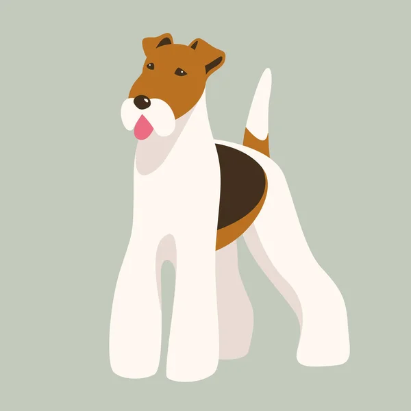 Terrier Σκυλί Διανυσματική Απεικόνιση Μπροστινή Όψη Επίπεδη Στυλ — Διανυσματικό Αρχείο