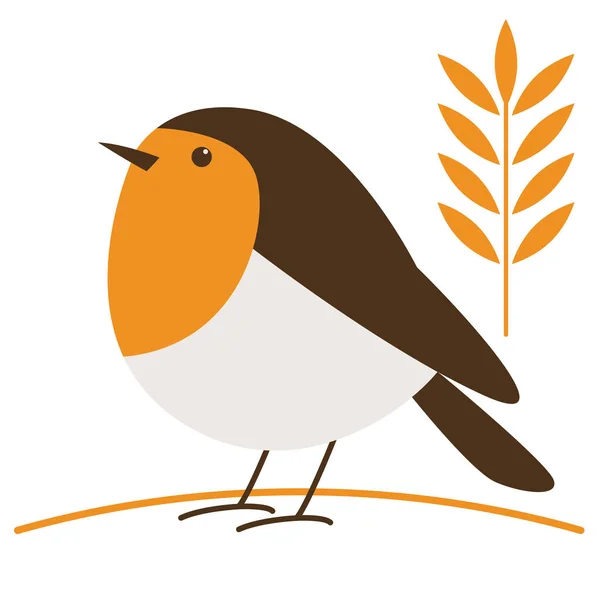 Robin Bird, vektör illüstrasyonu, düz biçim, profil kenarı