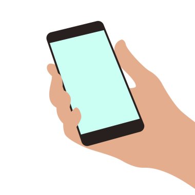 akıllı telefon elde, vektör illüstrasyon, düz biçim, ön görünüm