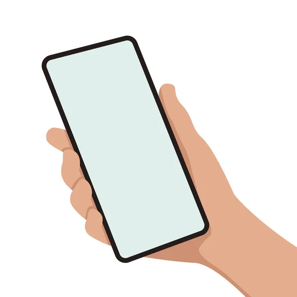 Smartphone Der Hand Vektorabbildung Flacher Stil Frontansicht — Stockvektor
