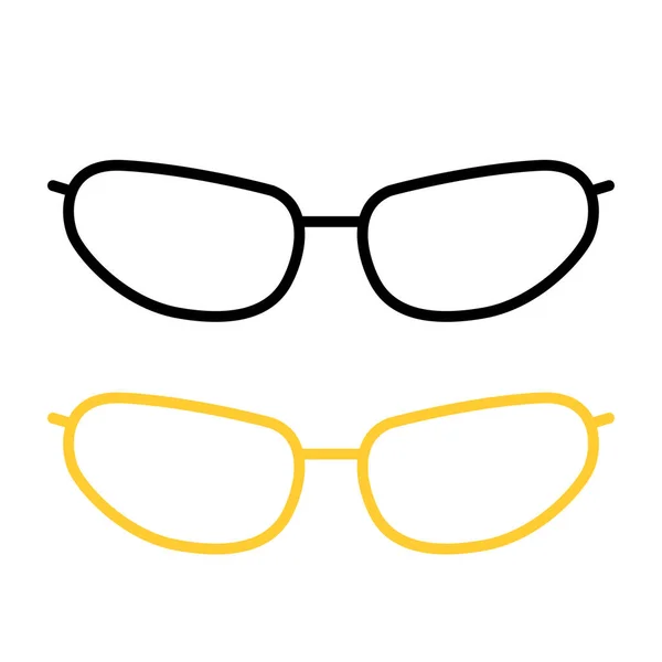 Gözlük Çerçeveleri Siyah Vektör Illüstrasyonu Düz Biçim Set — Stok Vektör