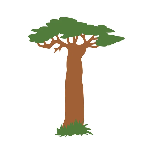 Pohon Baobab Tunggal Ilustrasi Vektor Gaya Datar - Stok Vektor