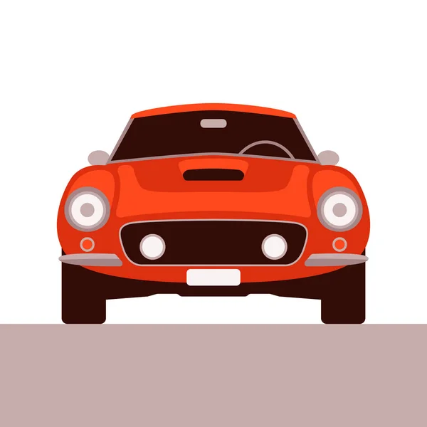 Kırmızı Klasik Araba Vektör Illüstrasyonu Düz Stil Görünüm — Stok Vektör