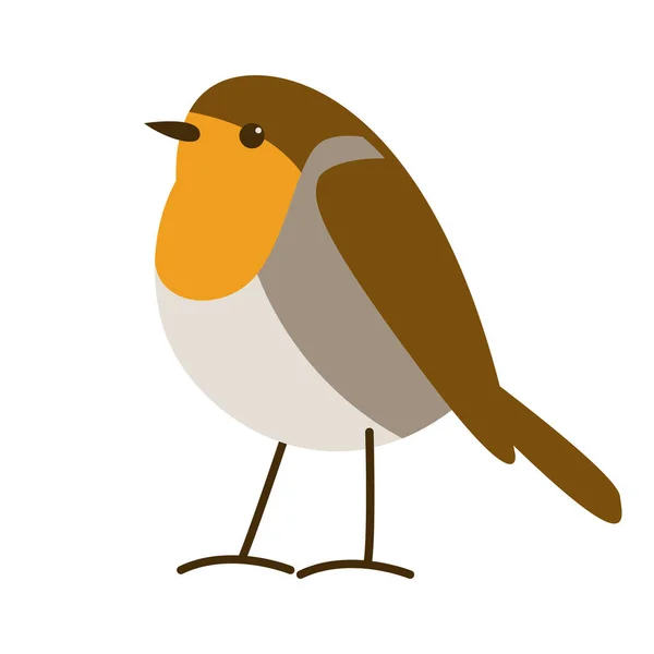 Roodborstvogel Vectorillustratie Platte Stijl Profielweergave — Stockvector