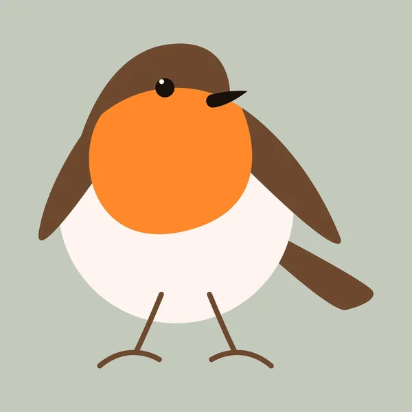 Rödbruna Bröst Fågel Vektor Illustration Platt Stil Framifrån — Stock vektor