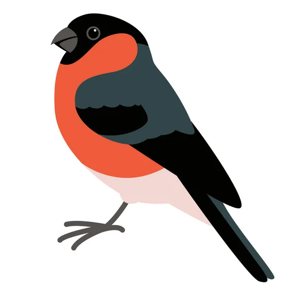 Bullfinch Vogel Vector Illustratie Platte Stijl Profiel Kant — Stockvector