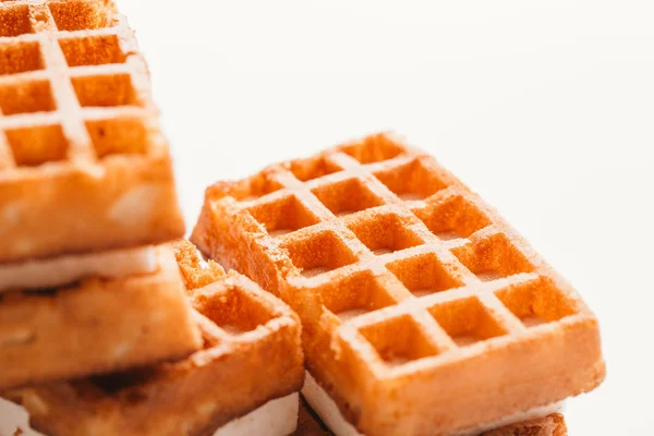 Frische Wiener Waffeln auf hellem Hintergrund in Nahaufnahme — Stockfoto