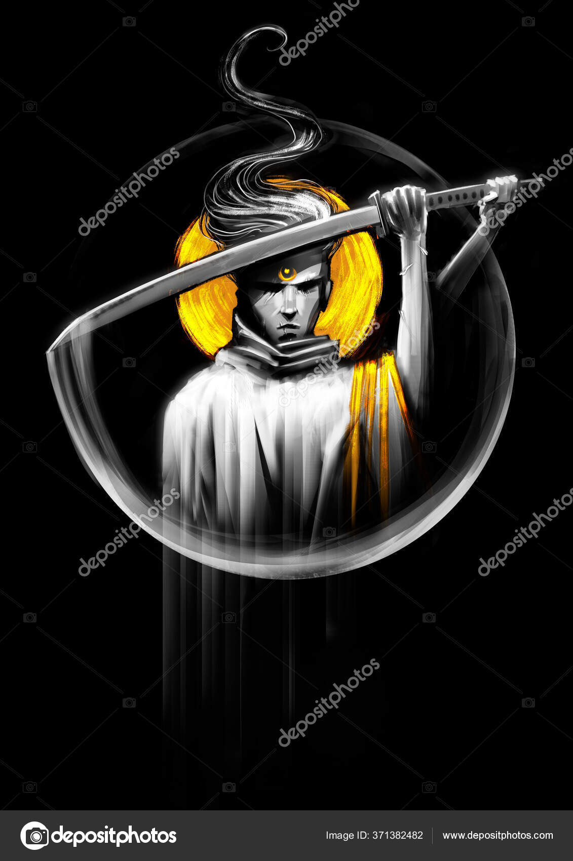 Sword Master Katana His Hands Makes Circular Wave His Weapon Stock Photo By C Warmtail