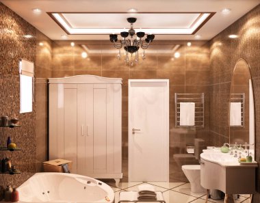 Neoklasik banyo 3D çizimi