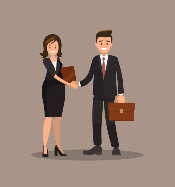Hintergrund Vektor Business Cooperation Handshake zwei Geschäftspartner Vektor Illustration eines flachen Designs — Stockvektor