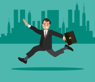 Bir iş adamı elinde bir çanta ile işe geç.