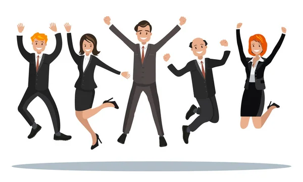 Business people are jumping, celebrating the victory. — Stock Vector