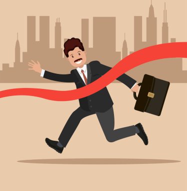 İşadamı bitirmek. Kazanan yarışta. Düz tasarım, vektör çizim.