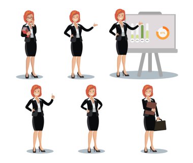 İş kadını çeşitli teşkil etmektedir. Düz tasarım.