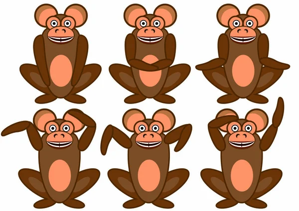 Apen zitten in verschillende vormt Vector set — Stockfoto