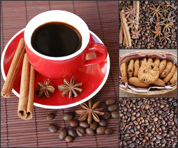 collage, coffee, spices, sweets.
