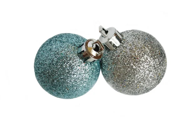 Bolas de Navidad, azul y plata — Foto de Stock