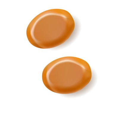 beyaz zemin üzerine karamelli şeker