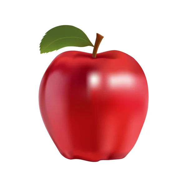 Manzana roja sobre fondo blanco — Vector de stock