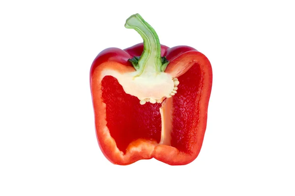 büyük biber dilim beyaz arka plan üzerinde izole tohumları ile