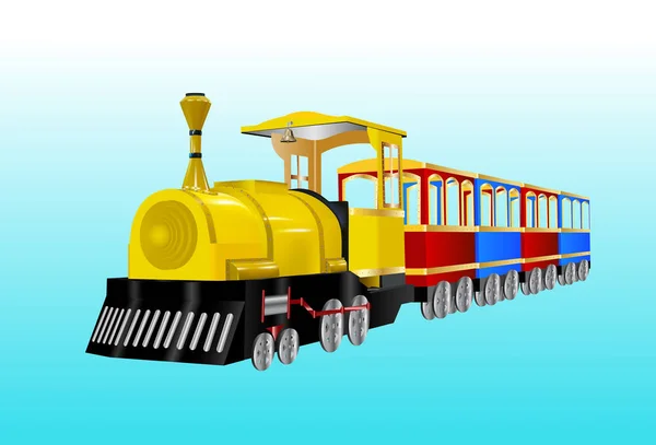 Vektordarstellung der Dampflokomotive mit blauem Hintergrund — Stockvektor