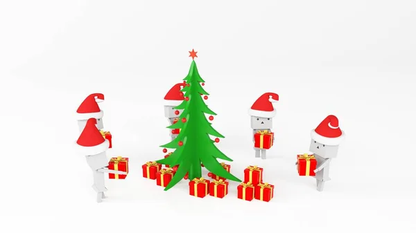 Boxman con árbol de regalo — Foto de Stock