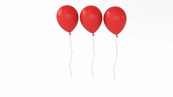 Three ballon red 3d — Stock Photo, Image