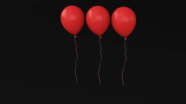 Three ballon red 3d — Stock Photo, Image