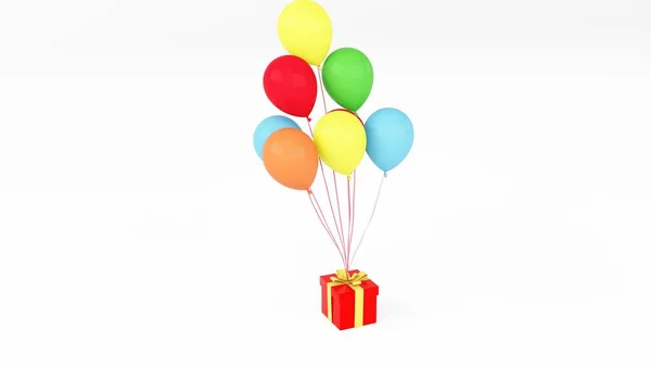 Birçok balon ile hediye — Stok fotoğraf