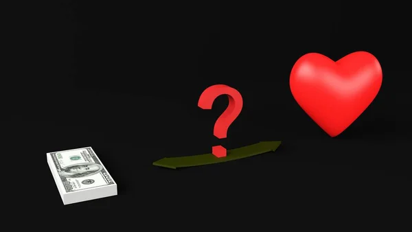 Coração e dinheiro — Fotografia de Stock