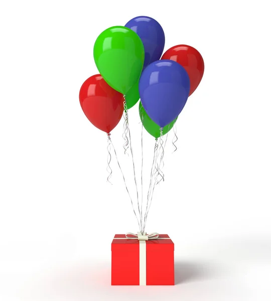 Color Balloons Gift Box — Stock Photo, Image