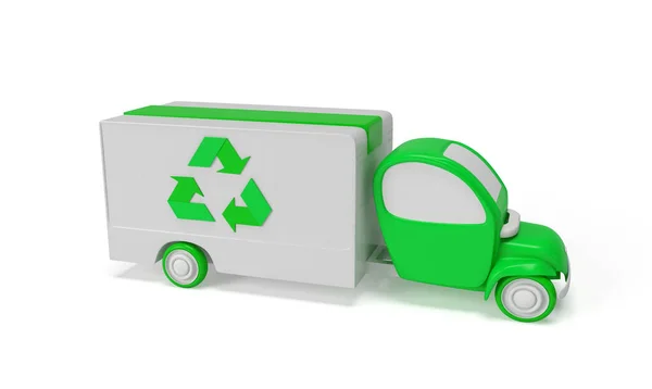 3Dレンダリングエコグリーントラック — ストック写真
