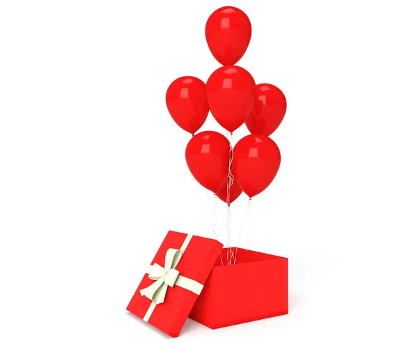 Render Gift Box Fly Balloon Stock Picture