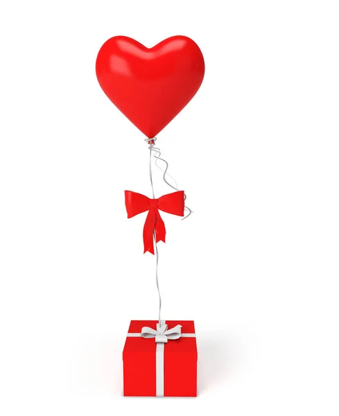 Render Geschenkbox Und Herz Ballon — Stockfoto