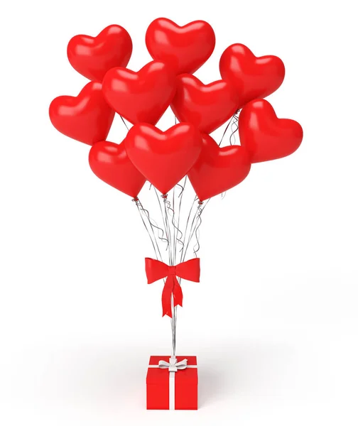 Renderizar Caja Regalo Globos Corazón — Foto de Stock