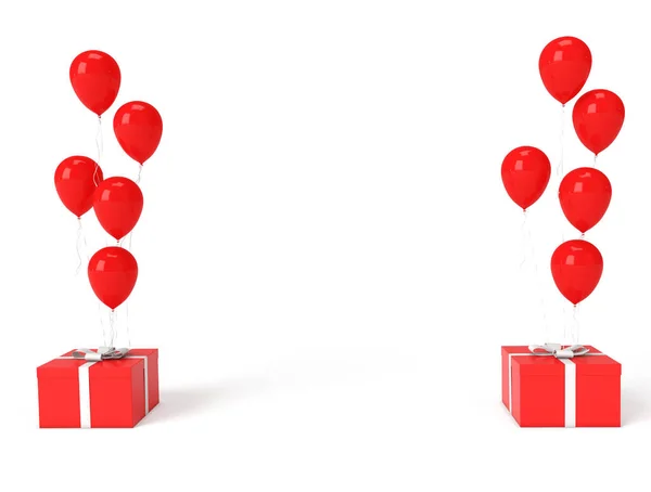 Render Balloon Two Gift Boxs — Stock Photo, Image