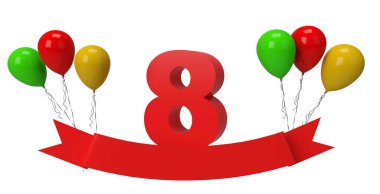 Sekiz Numaralı poster için 3B Kırmızı Balon Şablonu