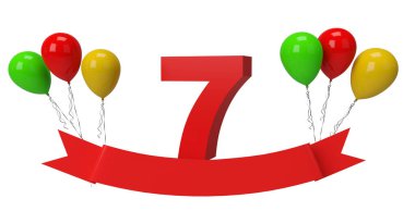 Yedi Numaralı poster için 3 Boyutlu Kırmızı Balon Şablonu