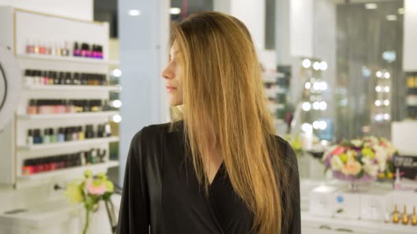 Le maquilleur met des ombres sur les yeux dans le salon de beauté — Video