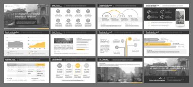 Öğeler için Infographics ve sunu şablonları.