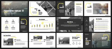 Öğeler için Infographics ve sunu şablonları.