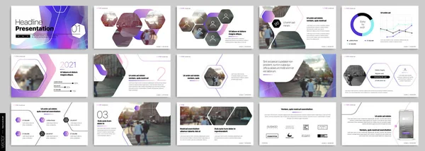 Фіолетові елементи шаблонів презентацій на білому тлі. Векторна інфографіка. Використання в презентації, флаєрах і листівках, корпоративний звіт, маркетинг, реклама, річний звіт, банер . — стоковий вектор