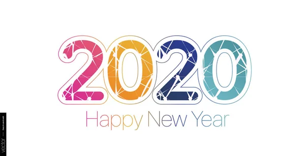 2020 Happy New Year. Minimalist colored text on a white background. Minimalistic template. — Stock Vector