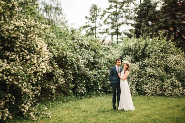 Romantik anlar dışında zevk genç Düğün çifti